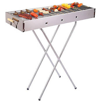 Переносний мангал з решіткою 80х78х30см, BARBECUE TRAY 770SS / Барбекюшниця / Розкладний мангал барбекю