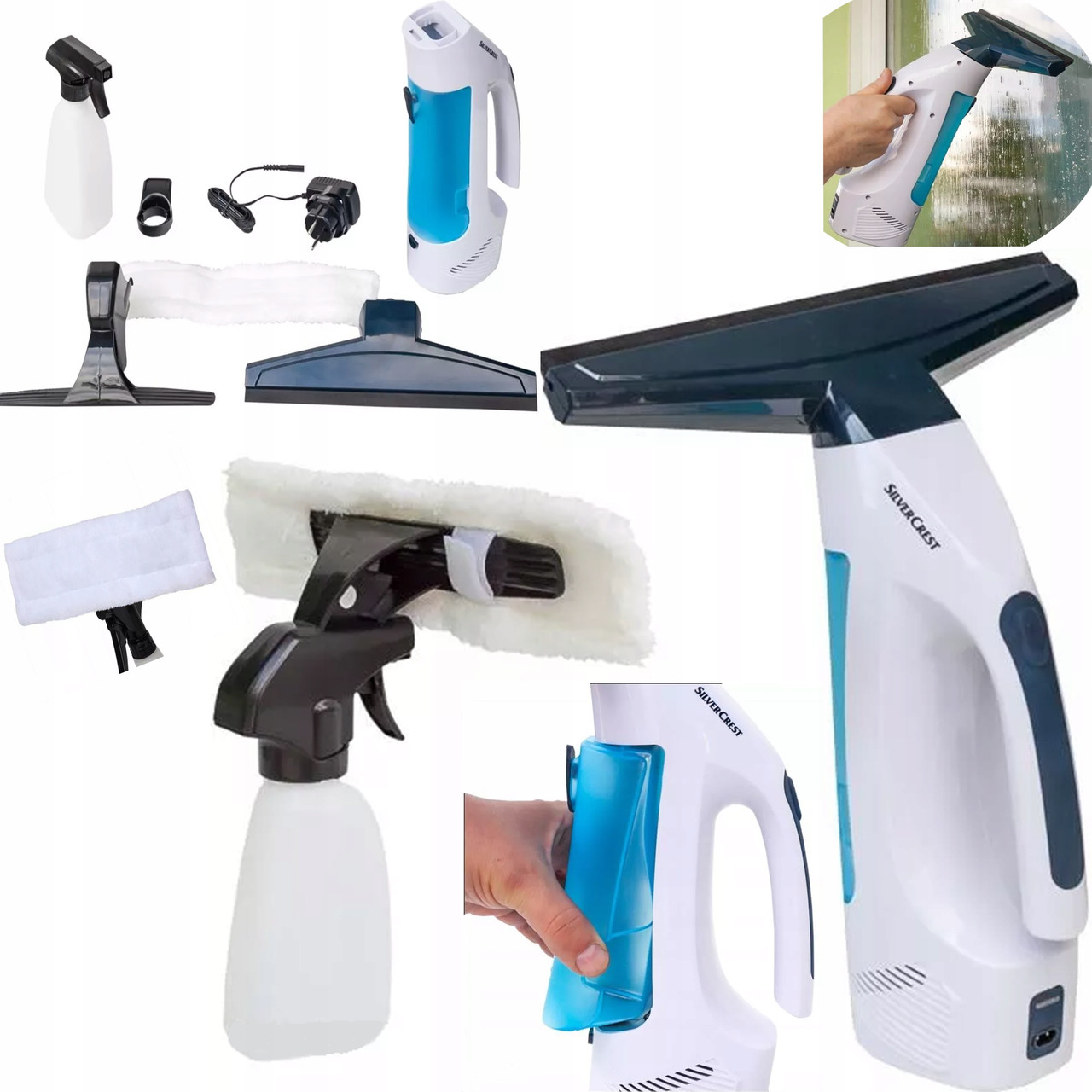 Віконний пилосос SilverCrest SFR 3.7 B2 — бездротовий, без розводів, 100 мл, фото 1