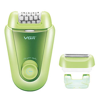 Акумуляторний епілятор + 2 насадки, USB, V-758 / Електроепілятор / Електробритва жіноча / Депілятор для ніг