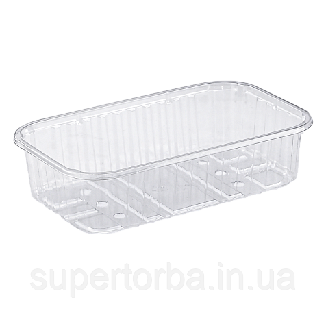Упаковка для фруктів та ягід прозора без кришки поліпропіленова на 250 гр 190х115х35 Т6-250/35 50 шт/уп., фото 1