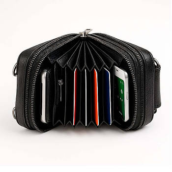 Універсальний гаманець портмоне (7 відділень) з ремінцем (13,5×9,5см) / Гаманець візитниця