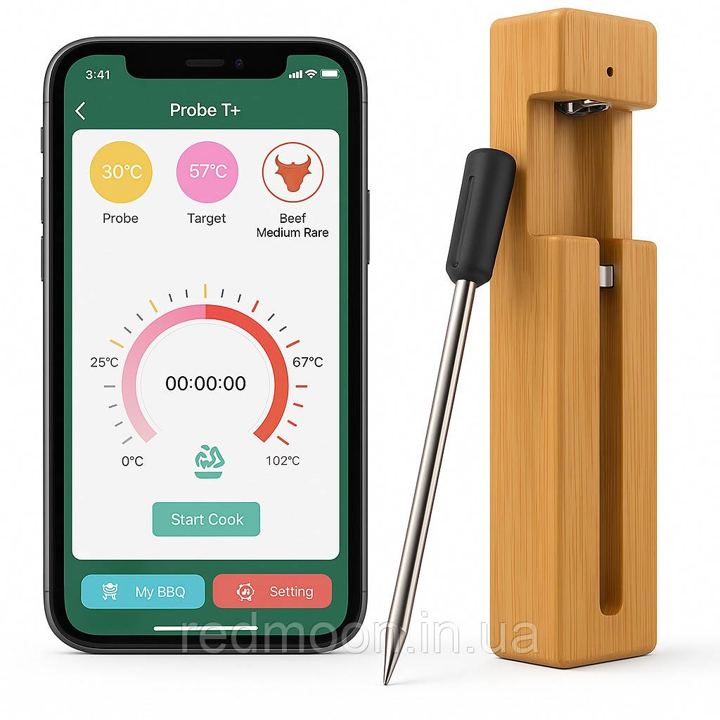 Бездротовий термометр кухонний з Bluetooth, до 100°C, USB, MA-367 / Градусник для м'яса / Кулінарний термометр