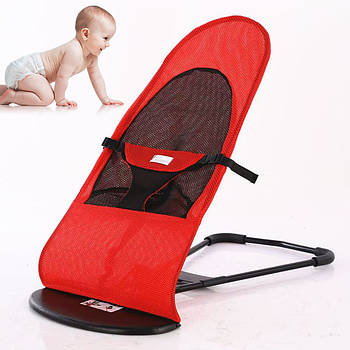 Дитячий шезлонг качалка до 13 кг (70х58х39см) Червоний / Шезлонг для новонароджених / Крісло качалка дитяча