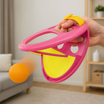 Повітряний теніс 1 ракетка, 2 м'ячі, Розовий / Розвиваюча гра Злови м'яч / Дитяча гра кидай лови м'яч