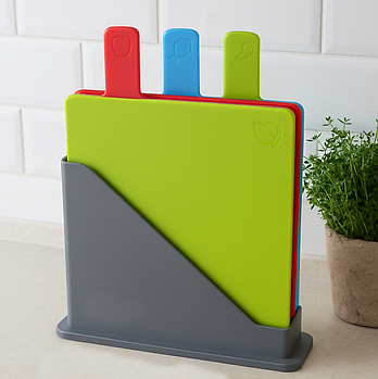 Набір обробних дощок 3шт з підставкою 23,5x19,5см, EB-11987 / Дошка для нарізки / Кухонна дошка обробна