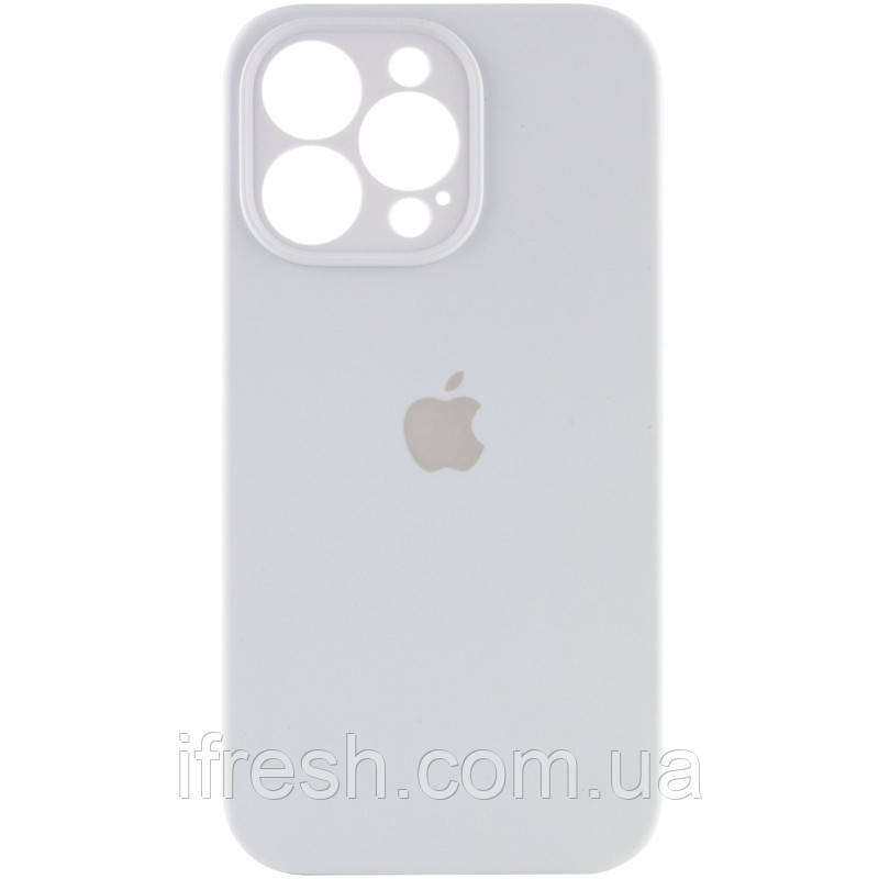 Силіконовий чохол для iPhone 14 Pro Max - Full Camera з мікрофіброю (Лого), White, фото 1
