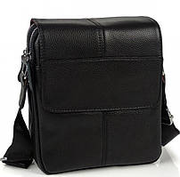 Шкіряна чоловіча чорна сумка через плече м'яка BEXHILL TD-21334A