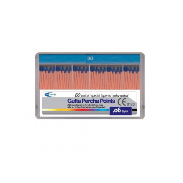 Meta Biomed Gutta Percha Points, Мета Біомед Гутаперчеві штифти 06 №30, 60шт, фото 1