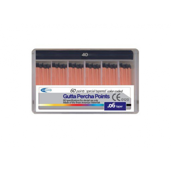 Meta Biomed Gutta Percha Points, Мета Біомед Гутаперчеві штифти 06 №40, 60шт