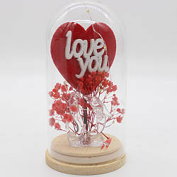 Фігурка серце в колбі "Love you" з підсвічуванням, на батарейках / Подарунок дівчині / Декоративна фігурка