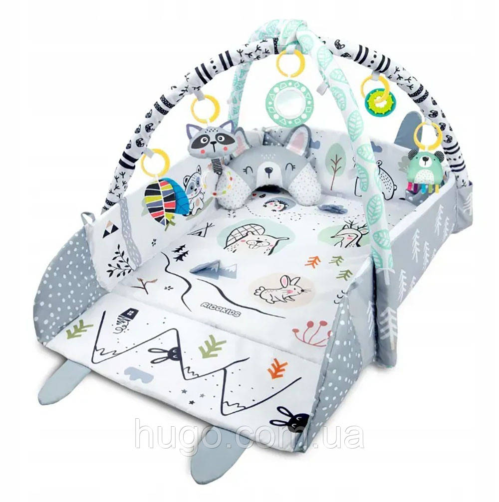 Інтерактивний дитячий килимок з бортиками 110х100х53см, Ricokids Rabbit / Килимок для розвитку дітей