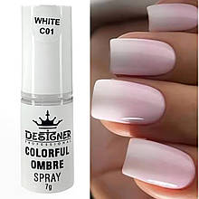 Спрей-пудра для омбре Colorful Ombre Spray Дизайнер (7г) для дизайну нігтів White C01 (Білий)