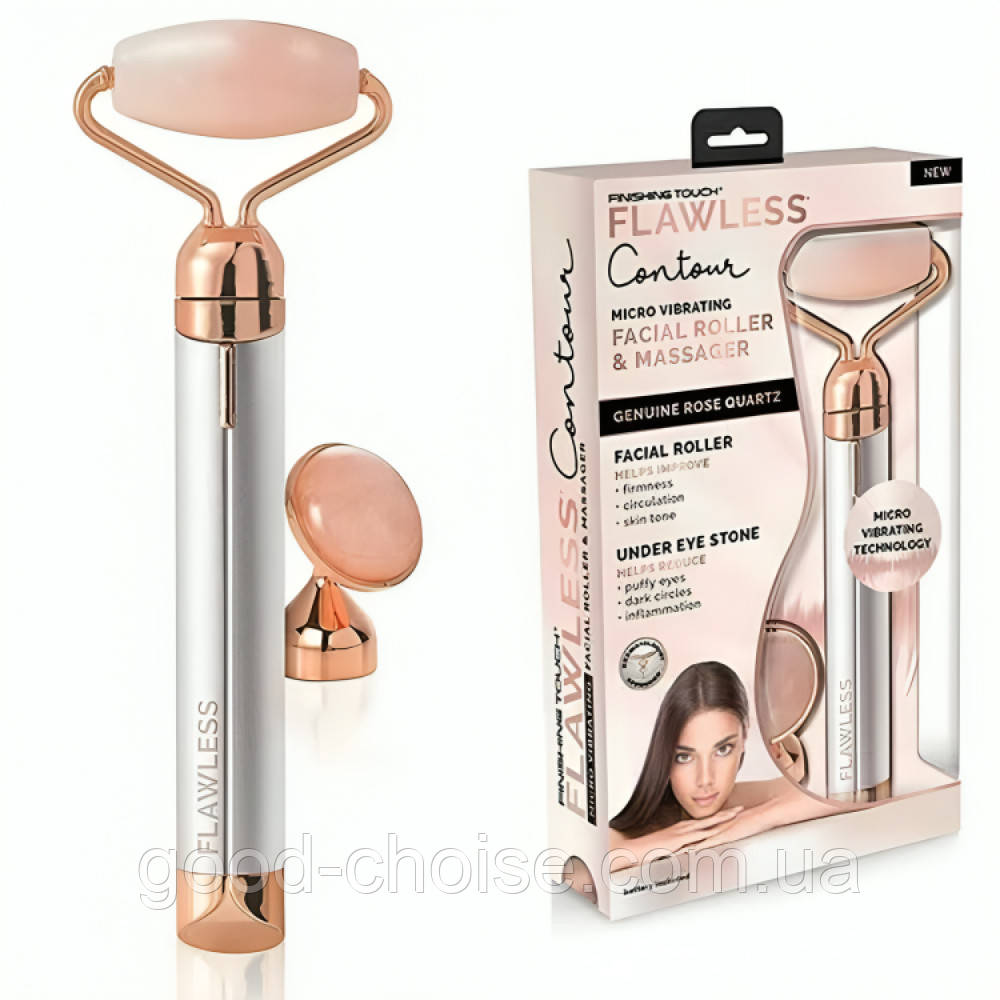 Ролик-масажер для обличчя від батарейок, 2 насадки, Flawless Facial Roller / Ролер для обличчя / Роликовий масажер, фото 1