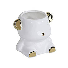 Керамічна підставка (органайзер) - склянка "Ведмедик" для пензлів та пилок Білий