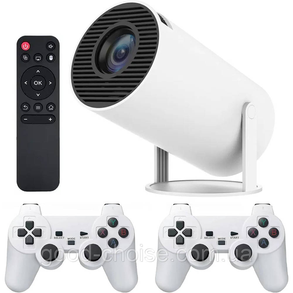 Проектор з 2 джойстиками та пультом, WiFi, Bluetooth, M300 MAX / Смарт проектор з іграми / Ігровий проектор, фото 1