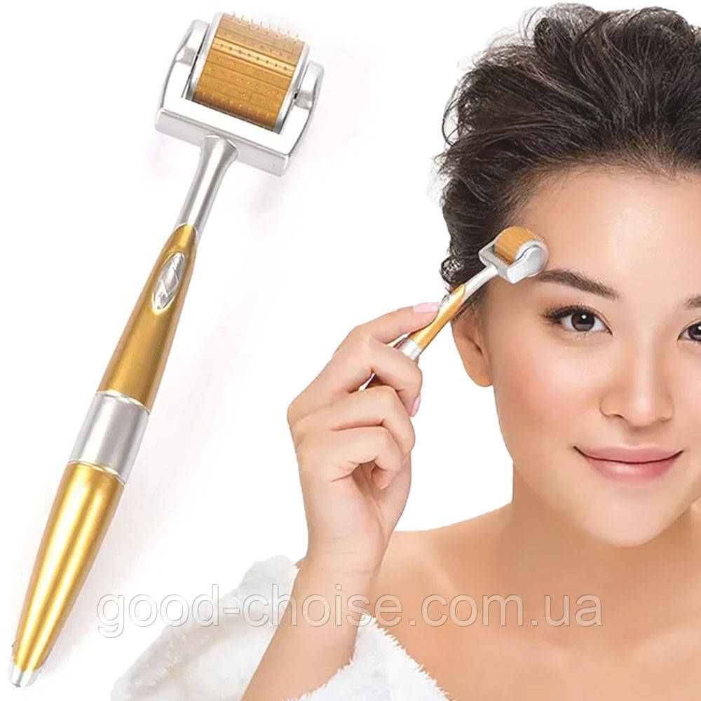 Мезоролер для обличчя з 192 титановими голками 0,5-2,0мм, ZGTS 192 / Масажний ролик для догляду за обличчям, фото 1