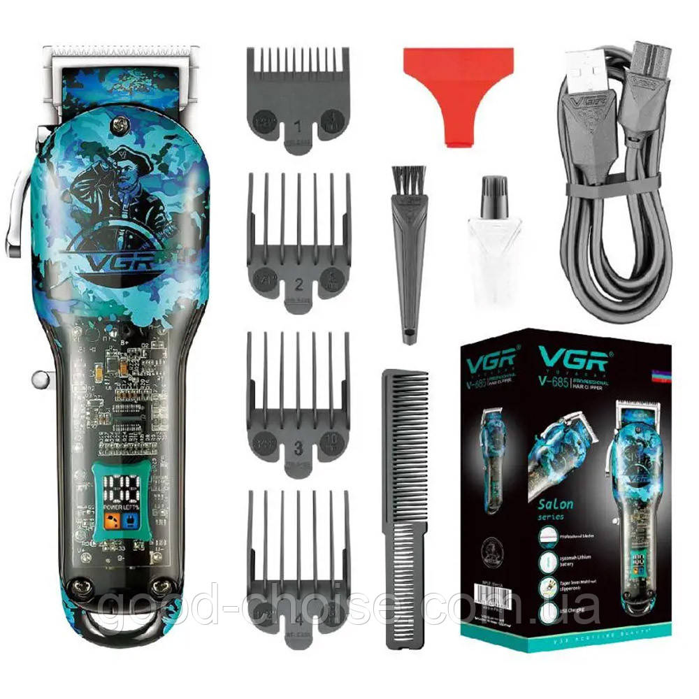 Акумуляторна машинка для стрижки, 4 насадки, від USB, VGR V-685 / Чоловічий тример для стрижки волосся