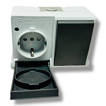 Розетка з вимикачем із кришкою садовий із заземленням 16 A IP44