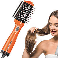 Фен щітка для волосся 800Вт, від мережі, VGR V-497, Помаранчевий / Фен стайлер для укладання та завивки / Фен з гребінцем