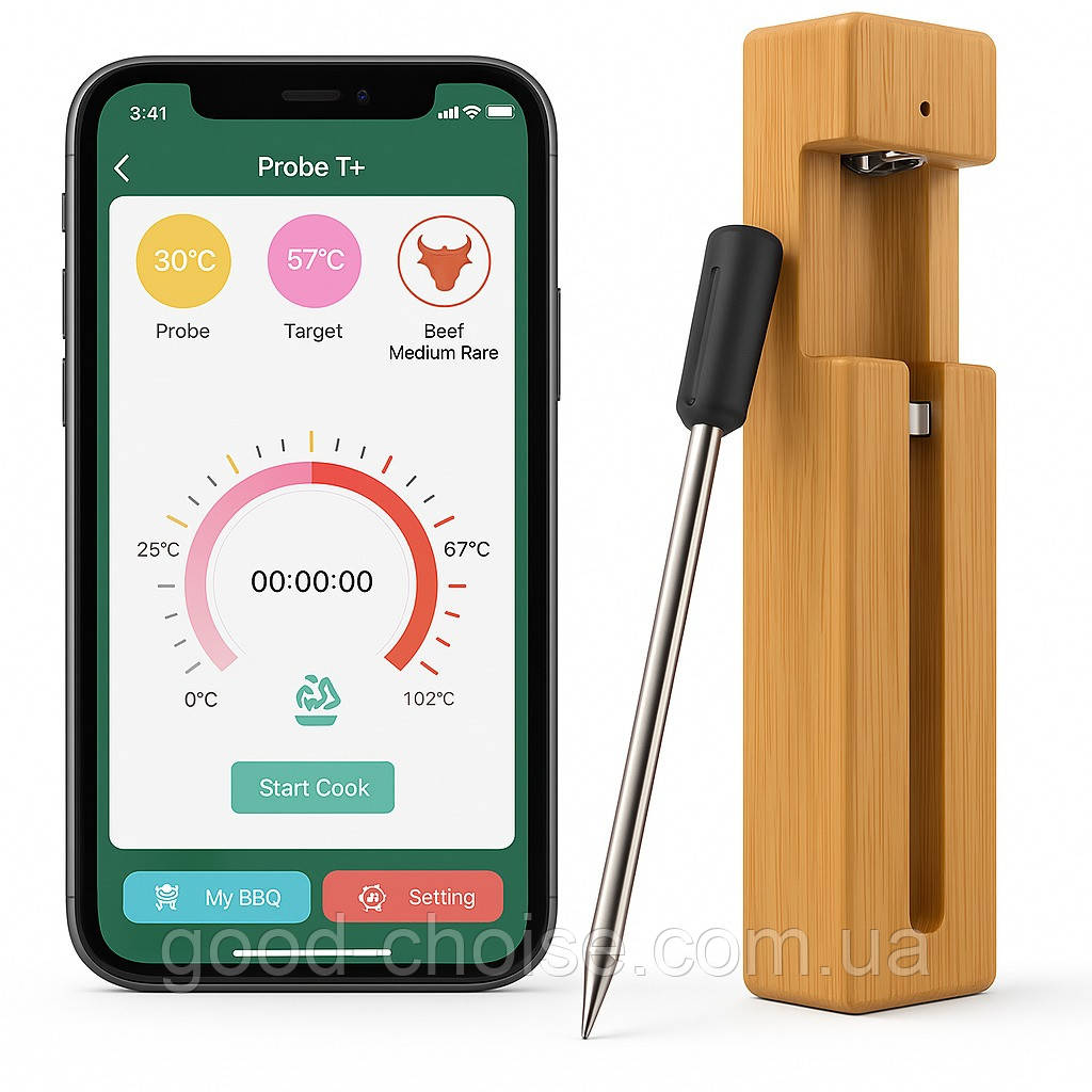 Бездротовий термометр кухонний з Bluetooth, до 100°C, USB, MA-367 / Градусник для м'яса / Кулінарний термометр