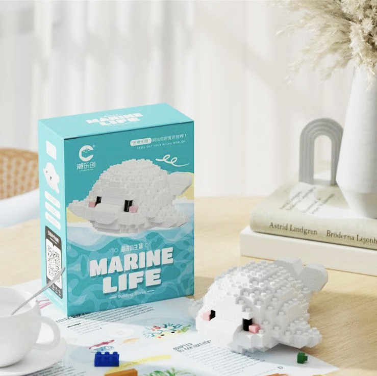 3D Конструктор Marine Life Фігурка Білий Дельфин Набір Міні Блоки 215 шт (01382)
