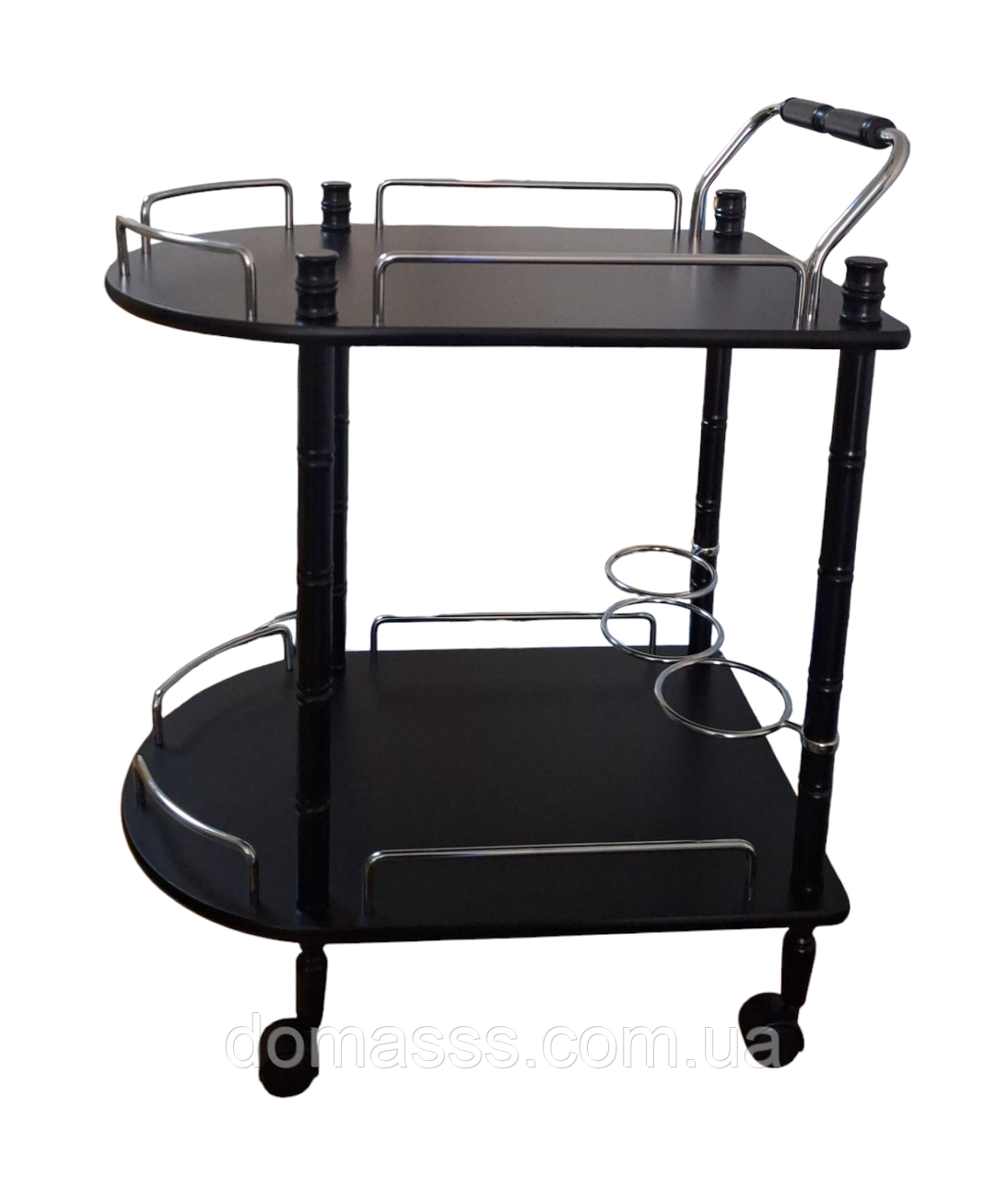 Сервірувальний столик на колесах, дерев'яний (МДФ) з підставкою для вина (DA122832K), фото 1