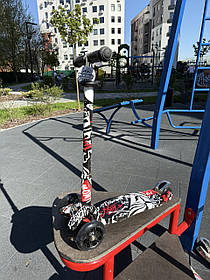 Самокат дитячий JR 3-055-WP8 MAXI iTrike колеса 3шт ПУ-світяться, 2 передні 120мм, кермо 76/84см, підніжка 40-13см.