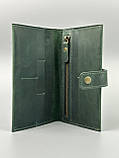 Шкіряний гаманець ручної роботи ALEX зелений, фото 4