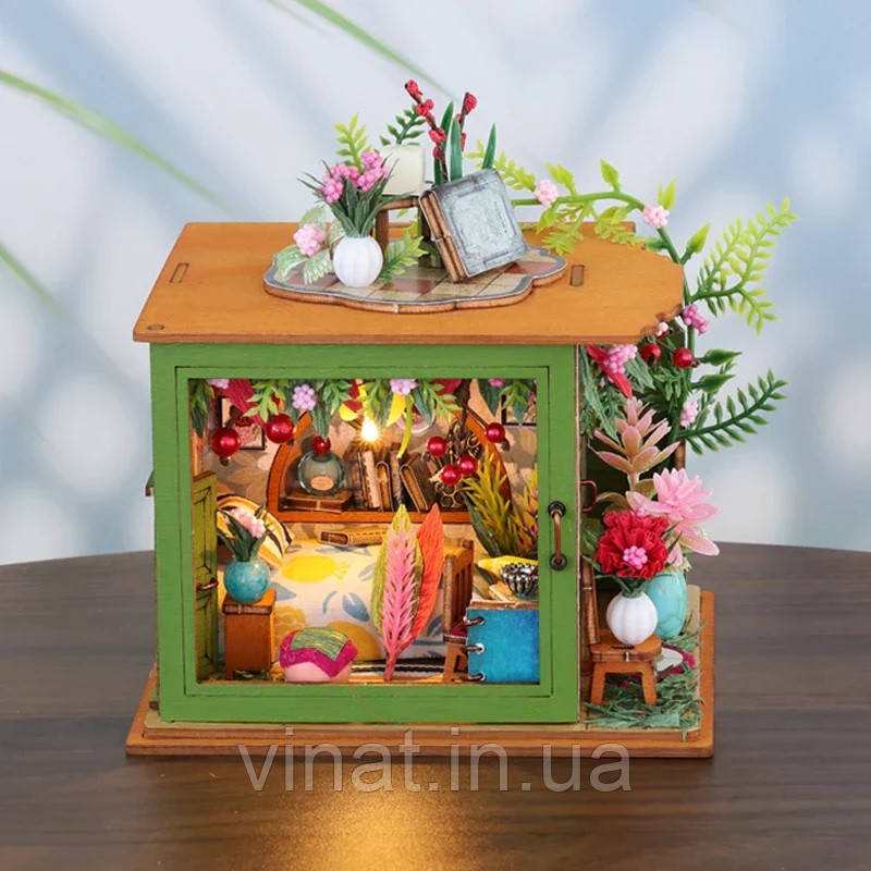 Румбокс Квіткова спальня Flower Bedroom DIY Miniature Dollhouse Kit MN-001, фото 1