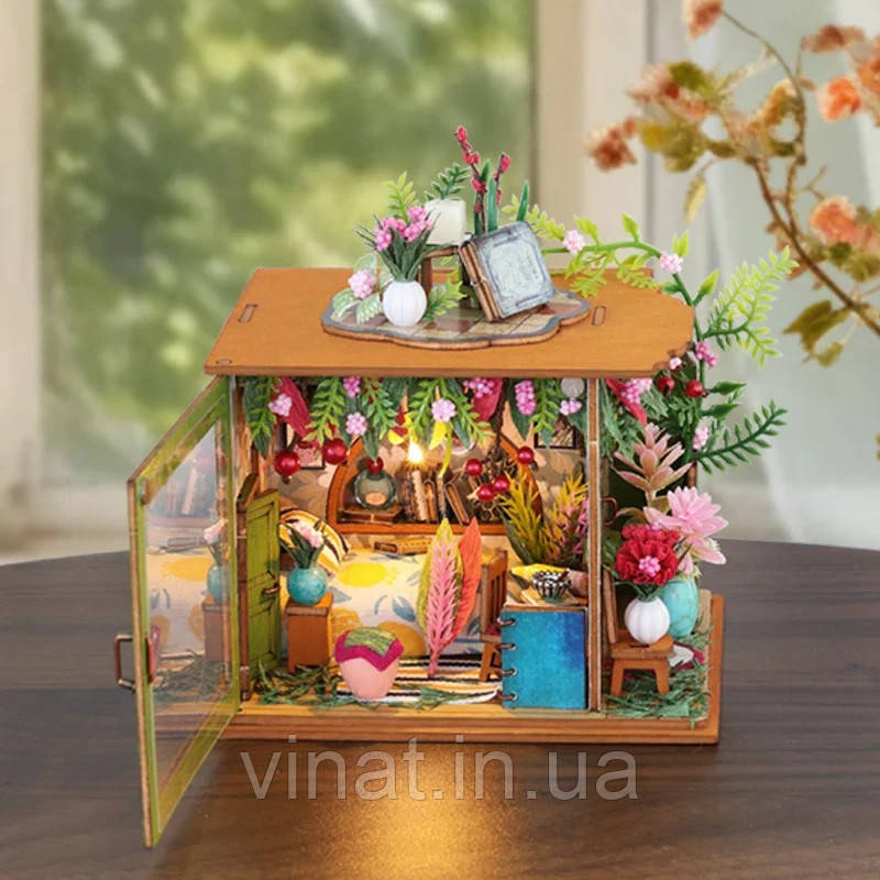 Румбокс Квіткова спальня Flower Bedroom DIY Miniature Dollhouse Kit MN-001