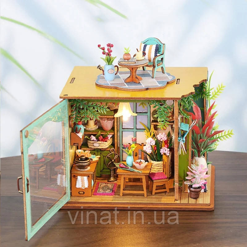 Румбокс Квіткова кухня Flower Kitchen DIY Miniature Dollhouse Kit MN-002