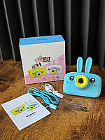 Дитячий фотоапарат X500 акумуляторний цифровий Зайчик Блакитний