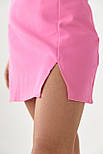 Спідниця-міні з розрізом спереду — рожевий колір, 40р (є розміри), фото 4