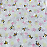 Ситець із бджілками та горошками на білому тлі, ширина 97,5 см, фото 2