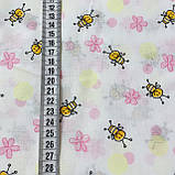 Ситець із бджілками та горошками на білому тлі, ширина 97,5 см, фото 3