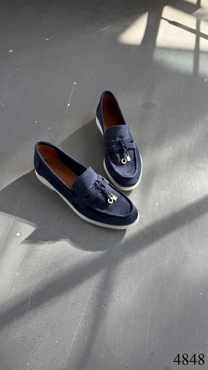 Лофери жіночі , натуральна замша, сині, фото 1