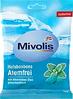 Леденцы Mivolis для горла без сахара с эфирными маслами, 75 г свежее дыхание и облегчение дыхания, Германия