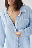 Муслінова сорочка на ґудзиках — блакитний колір, S (є розміри), фото 4