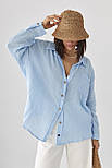 Муслінова сорочка на ґудзиках — блакитний колір, S (є розміри), фото 5