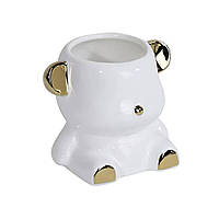 Керамічна підставка (органайзер) - склянка "Ведмедик" для пензлів та пилок Білий