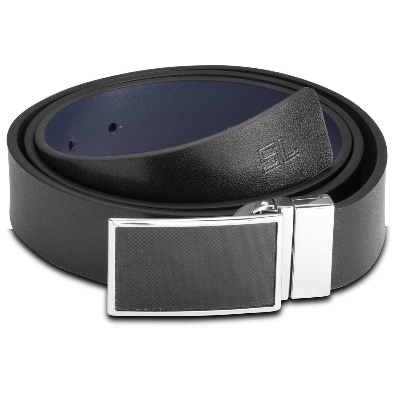 Ремінь чоловічий шкіряний Semi Line Black/Blue (P8234-0 XL)