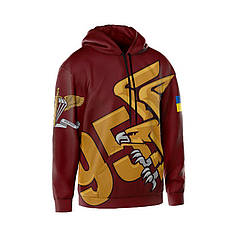 Худі чоловіче з принтом «95-та окрема десантно-штурмова бригада. Незламний політ» бордовий