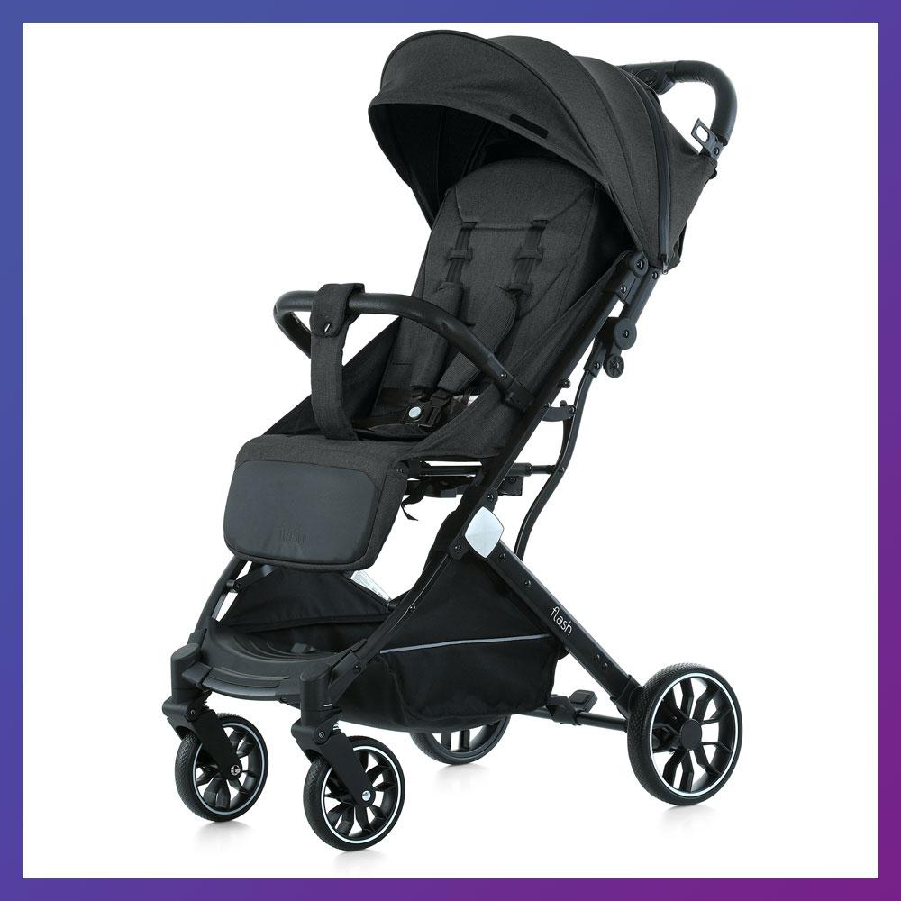 Дитяча прогулянкова коляска-книжка з регульованою спинкою Bambi M 5727-1 FLASH Almost Black Чорний, фото 1