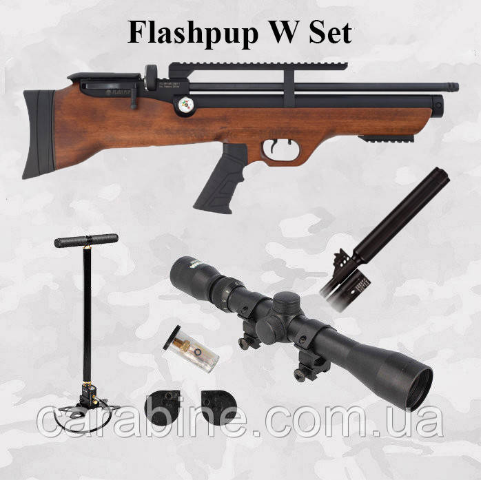 Hatsan Flashpup W bullpup set, PCP пневматична гвинтівка + (Насос, Приціл 4х32) (Хасан ФлешПап)