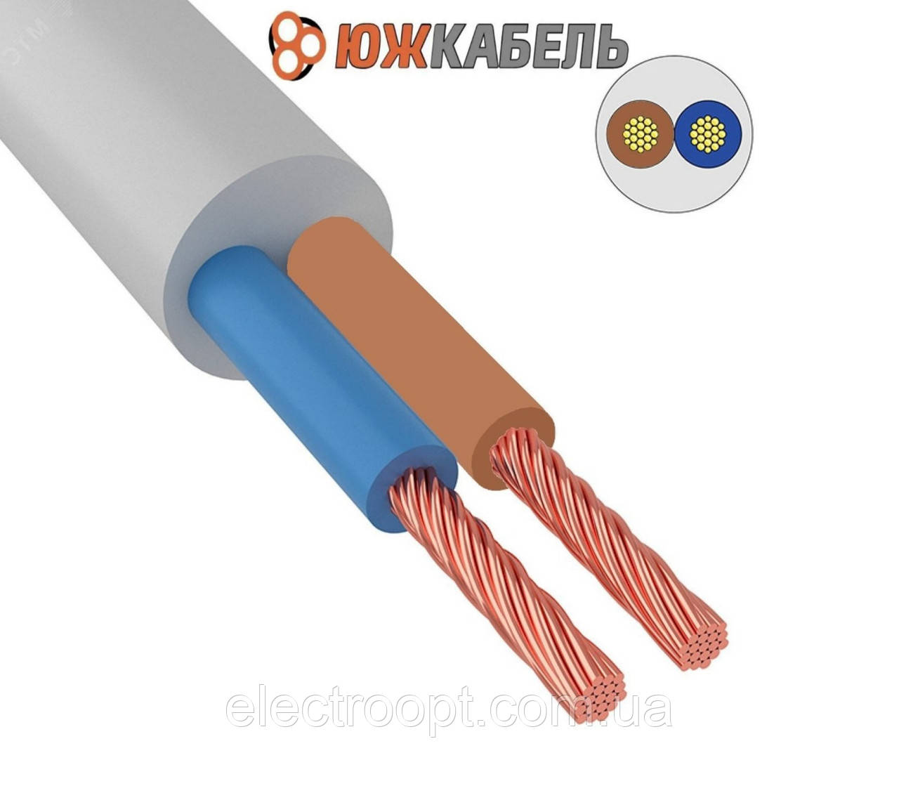 Мідний дріт ПВС 2*1 Южкабель круглий (кратно 5 м)