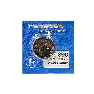Годинникова батарейка 390 / SR1130SW / AG10 Renata Silver Oxide (1.55v) 1шт.