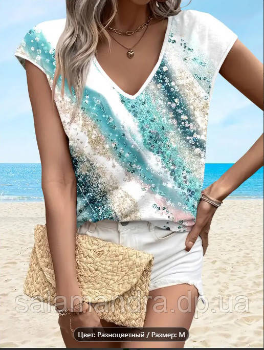 Блузка літня жіноча рукав короткий 46-48 р., фото 1