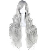Довгі попелясті хвилясті перуки RESTEQ 80 см — високоякісне синтетичне волосся для косплею, аніме та фотосесій