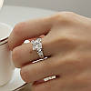 Жіноче кільце "Ейфелева вежа" 18К біла позолота, фіанти, 18-й розмір, фото 4
