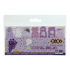 Закладки паперові GRAPE, з клейким шаром, 65x18 мм, 7 диз. по 20 арк., KIDS Line ZB.15102